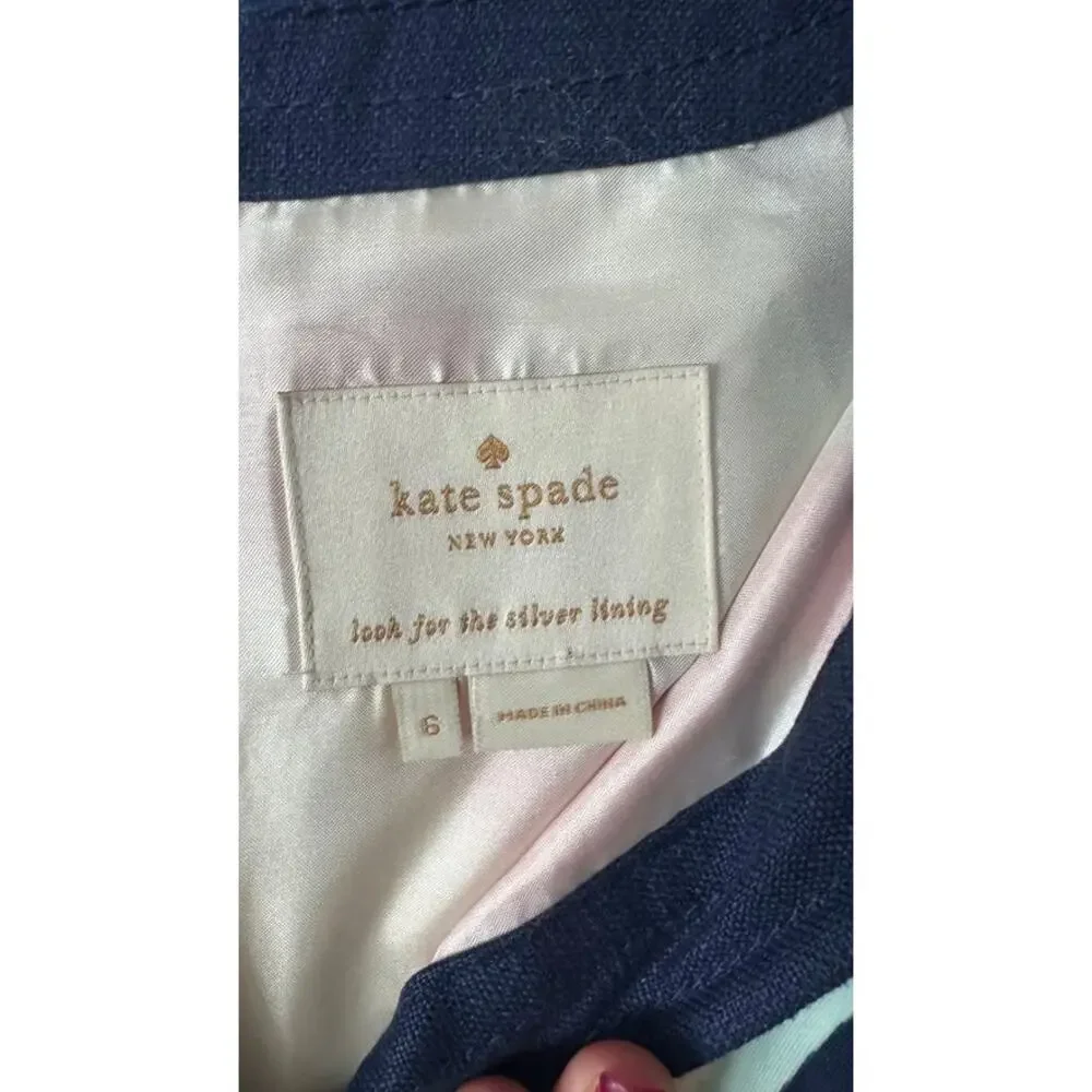 Kate Spade Zuma Geometric Hexagon Linen Blend Dress Size 6